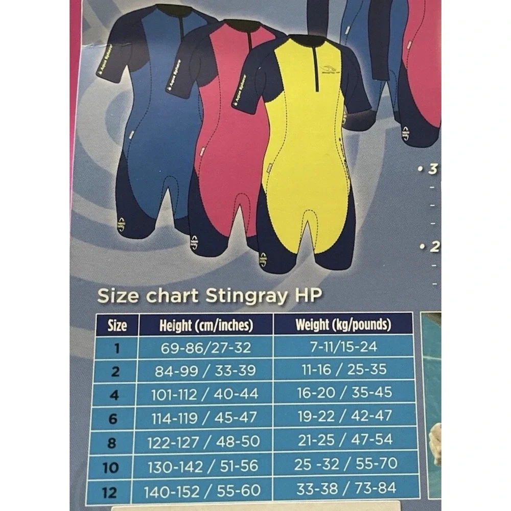 Aqua Sphere Stingray HP Thermo Guard Wetsuit Size 2 Long Sleeve Pink/Blue